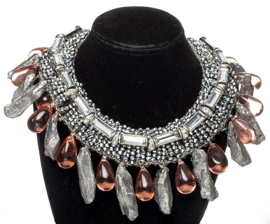 Vilaiwan Pink Tourmaline & Rough White Topaz Statement Necklace