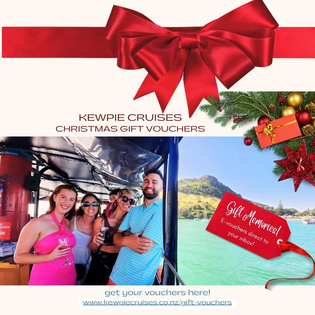 Stuck for gift ideas this Christmas? 🤔 Give the gift of a summer experience on the beautiful Tauranga Harbour! ☀️🌊

A Kewpie Cruises gift voucher is the perfect present for anyone who loves the sun, the sea, and a good time. It&rsquo;s more than ju