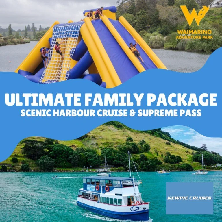 🌊 The Ultimate Tauranga Family Day Out! 🛳️💥
We&rsquo;ve teamed up with Waimarino Adventure Park for the ultimate combo just for you! Waimarino Adventure Park 
1️⃣ RELAX: Start with a 1-hour Kewpie Harbour Cruise along Tauranga's beautiful coastlin