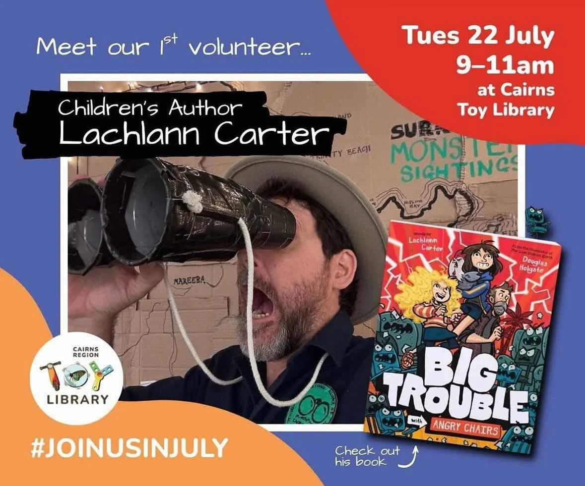 Cairns friends! I&rsquo;ll be at the @cairnstoylibrary tomorrow morning performing my duties as an official Toy Librarian. It is an important job, and I take it very seriously. There&rsquo;s no messing around when it comes to play! Not when I&rsquo;m