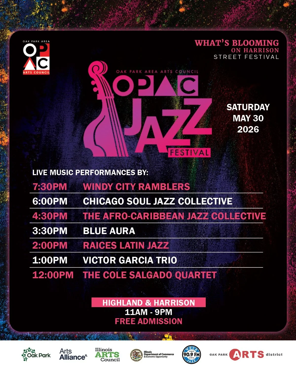 *** ANNOUNCING THE LINEUP ***

Happy International JAZZ Day!!

@oakparkareaartscouncil is proud to present, the OPAAC JAZZ FESTIVAL on May 30th, as part of @theoakparkartsdistrict What&rsquo;s Blooming on Harrison, free outdoor Street Festival (Harri