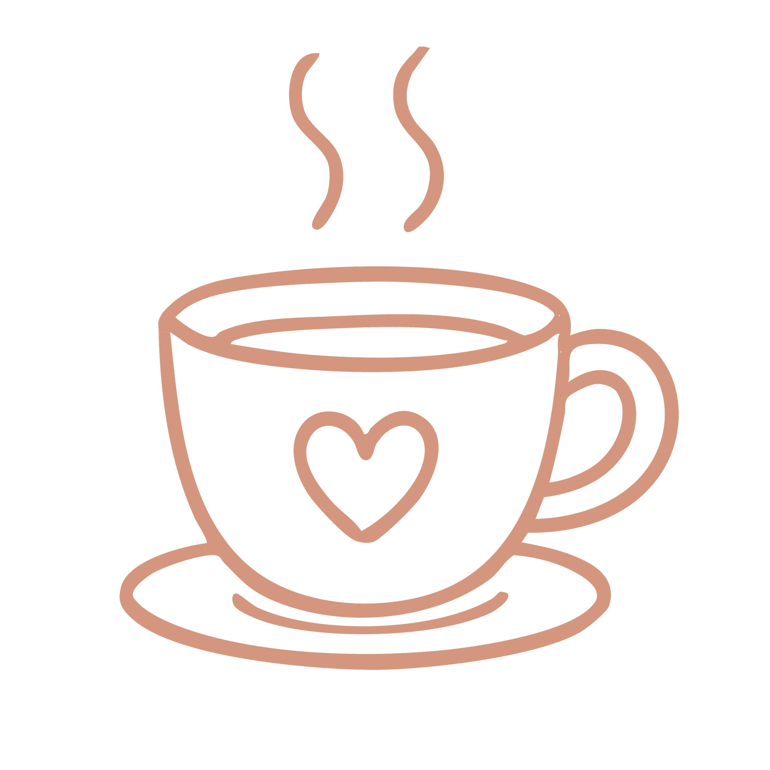 steaming coffee cup with heart on it