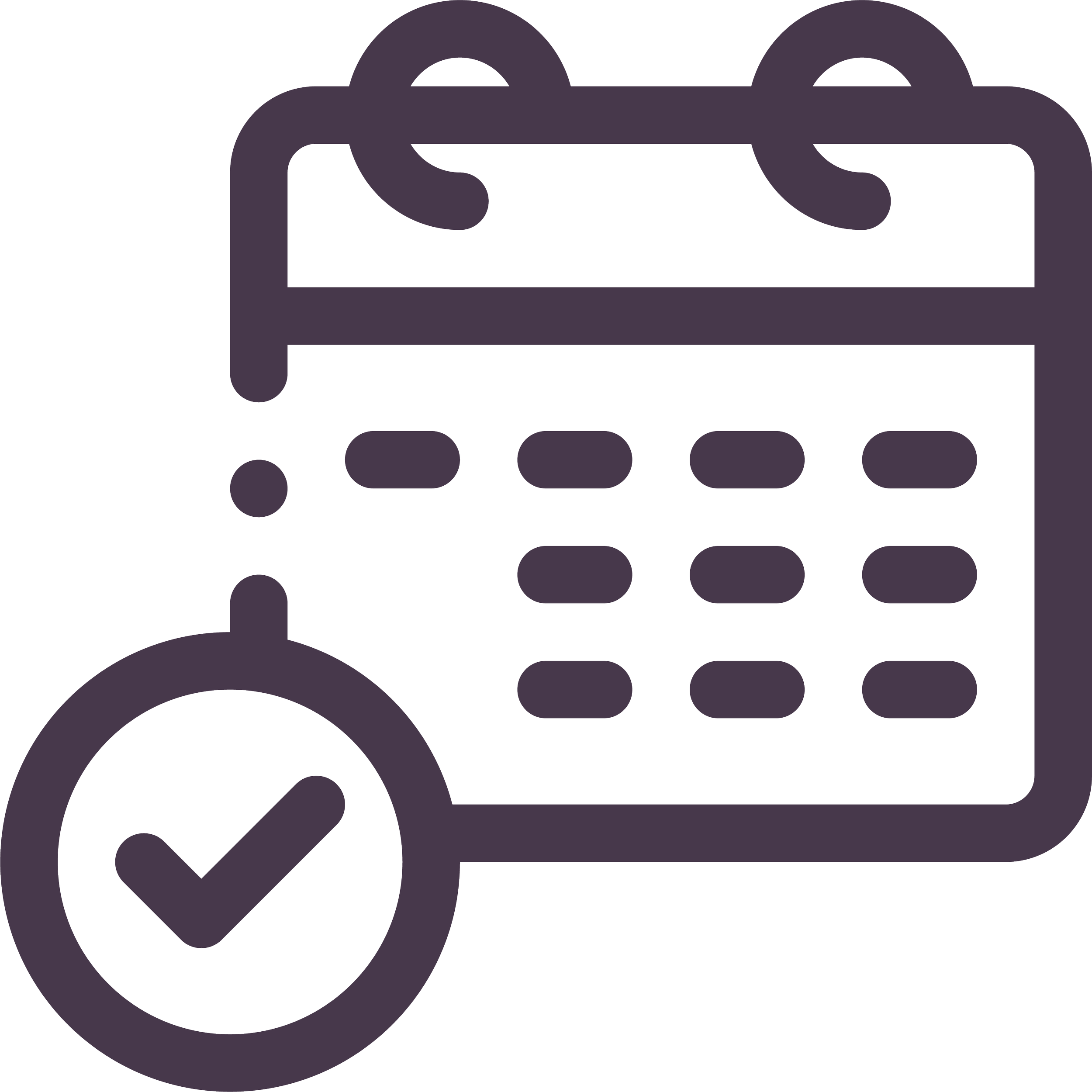 Calendar icon with a check mark symbolising new content delivered every month as part of the subscription.