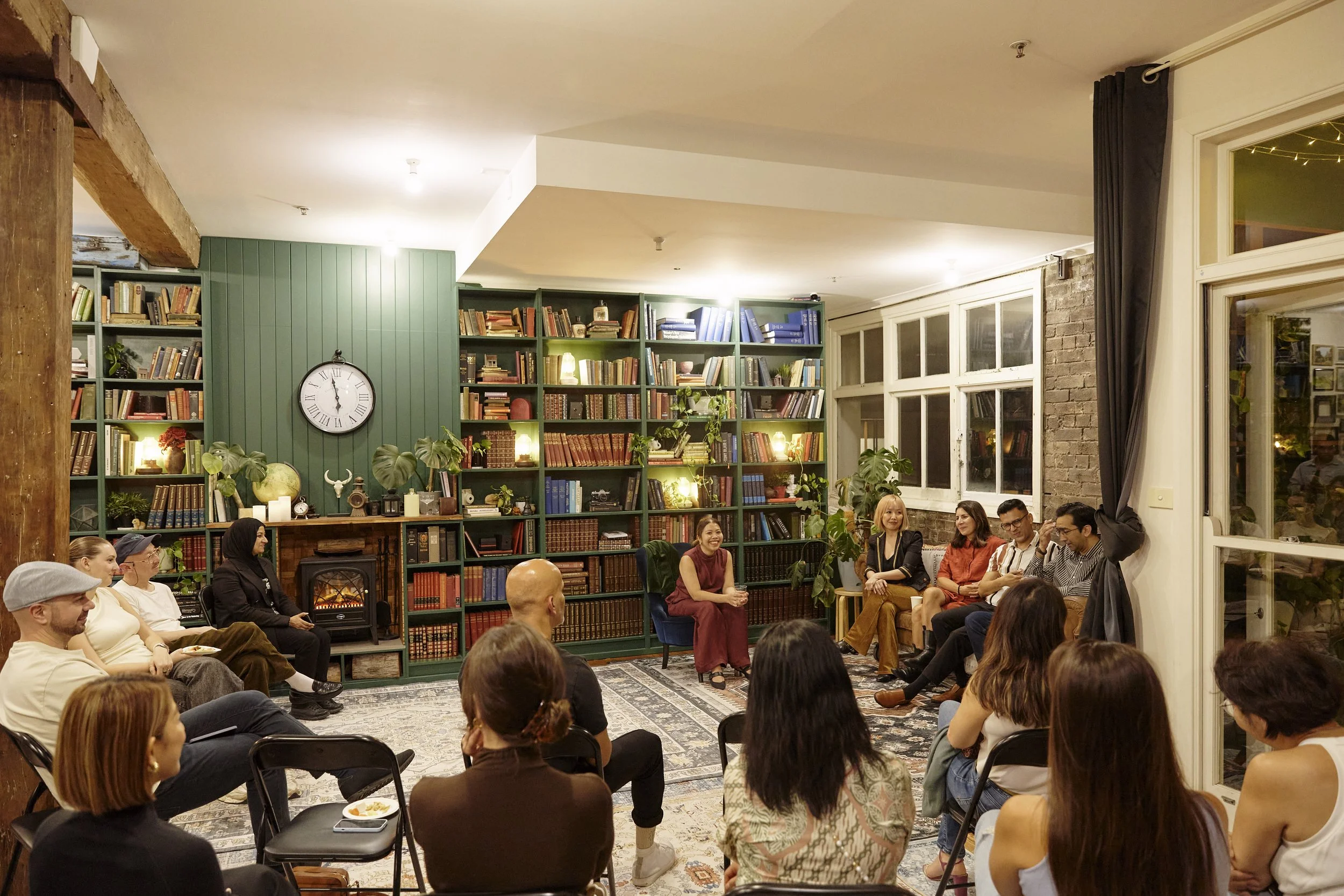 Readers and contributors gathered at The Soft Power Manual launch night in a library venue in Sydney.
