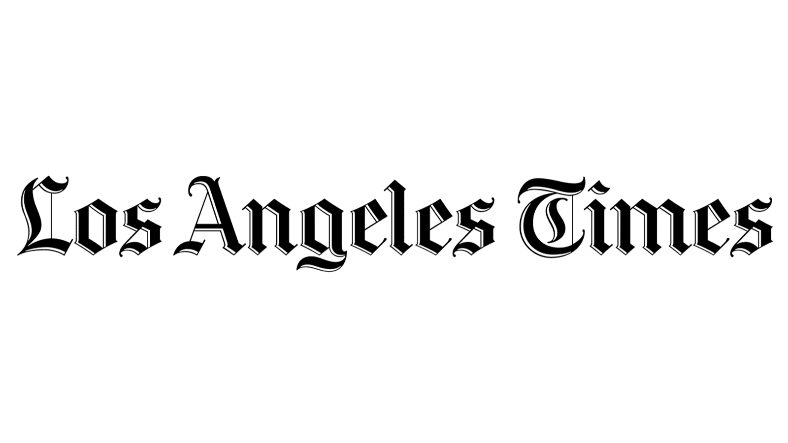 Text that reads 'Los Angeles Times' in blackletter Gothic font on a black background.
