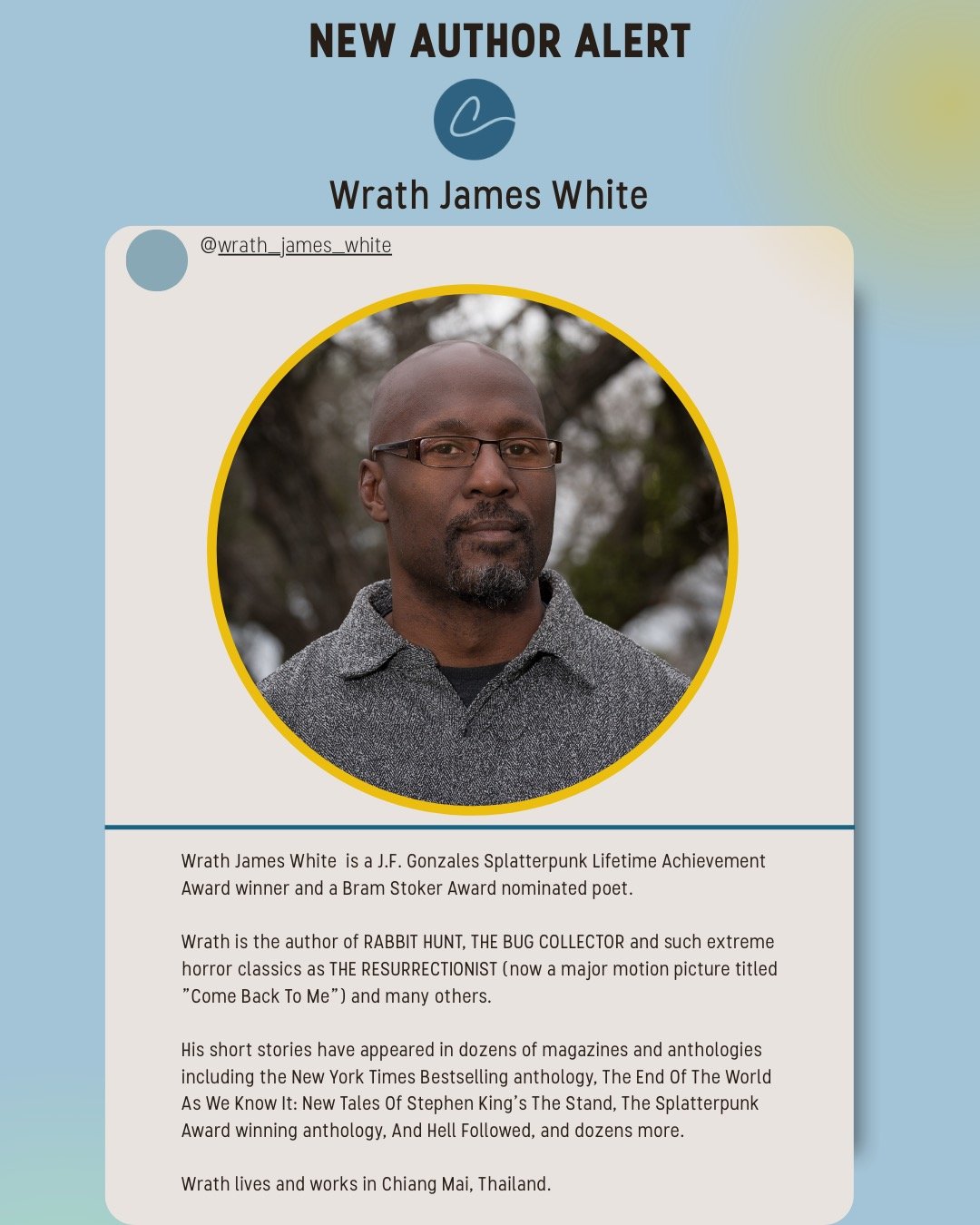 Pleased to announce that @wrath_james_white is now represented by @lejeunebecky of Confluence Lit!