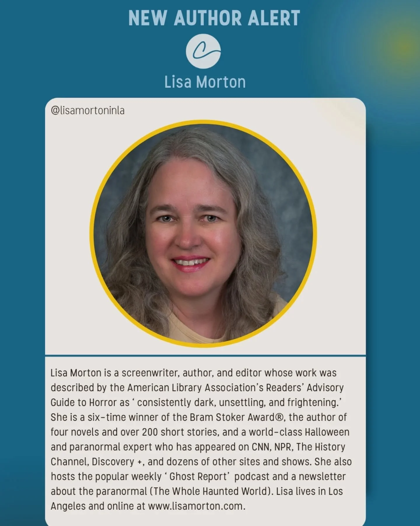 Exciting things ahead: @lisamortoninla is now represented by @elizcopps of Confluence Lit. Welcome to the crew, Lisa! 🎃