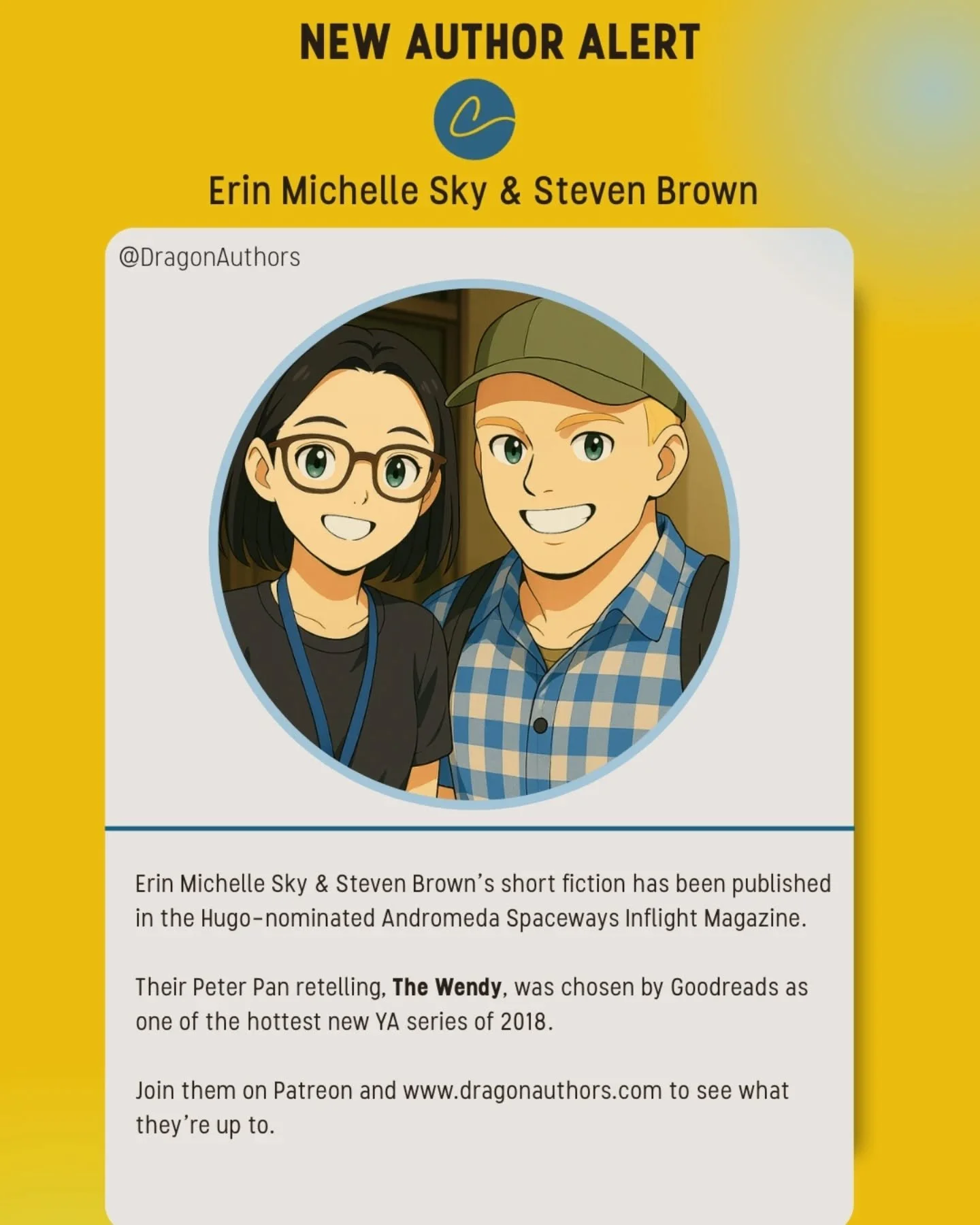 We're thrilled to announce that Erin Michelle Sky &amp; Steven Brown, the dynamic duo of @dragonauthors, are now represented by @bookswithroseconway of Confluence Lit! 🐉