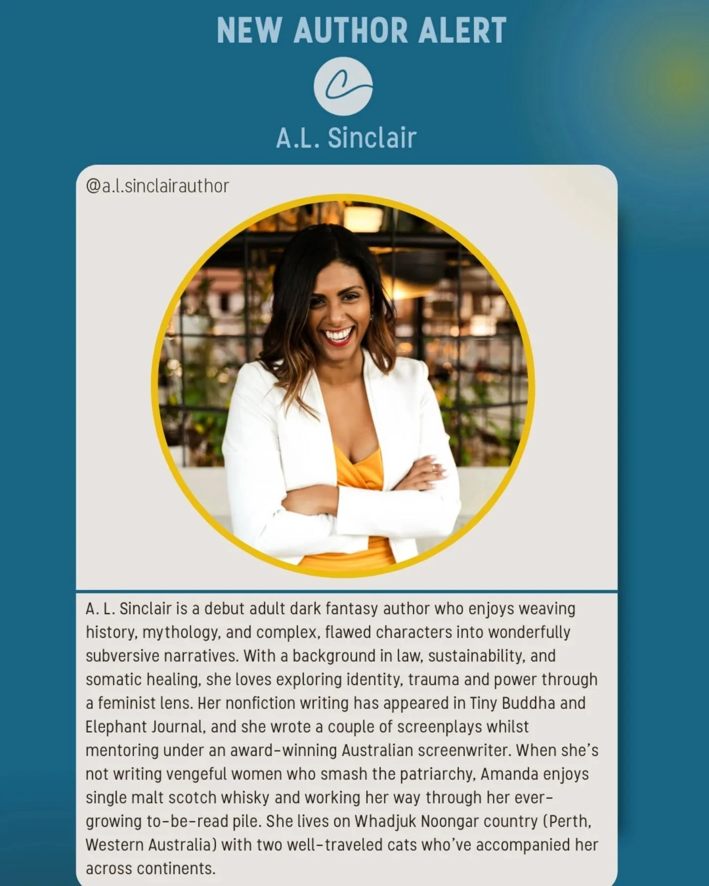 Hooray!! @a.l.sinclairauthor is officially part of the Confluence crew. 

Now repped by @bookswithroseconway, we can't wait to share her dark, gothic fantasies that are as atmospheric as they are addictive. 🕯️