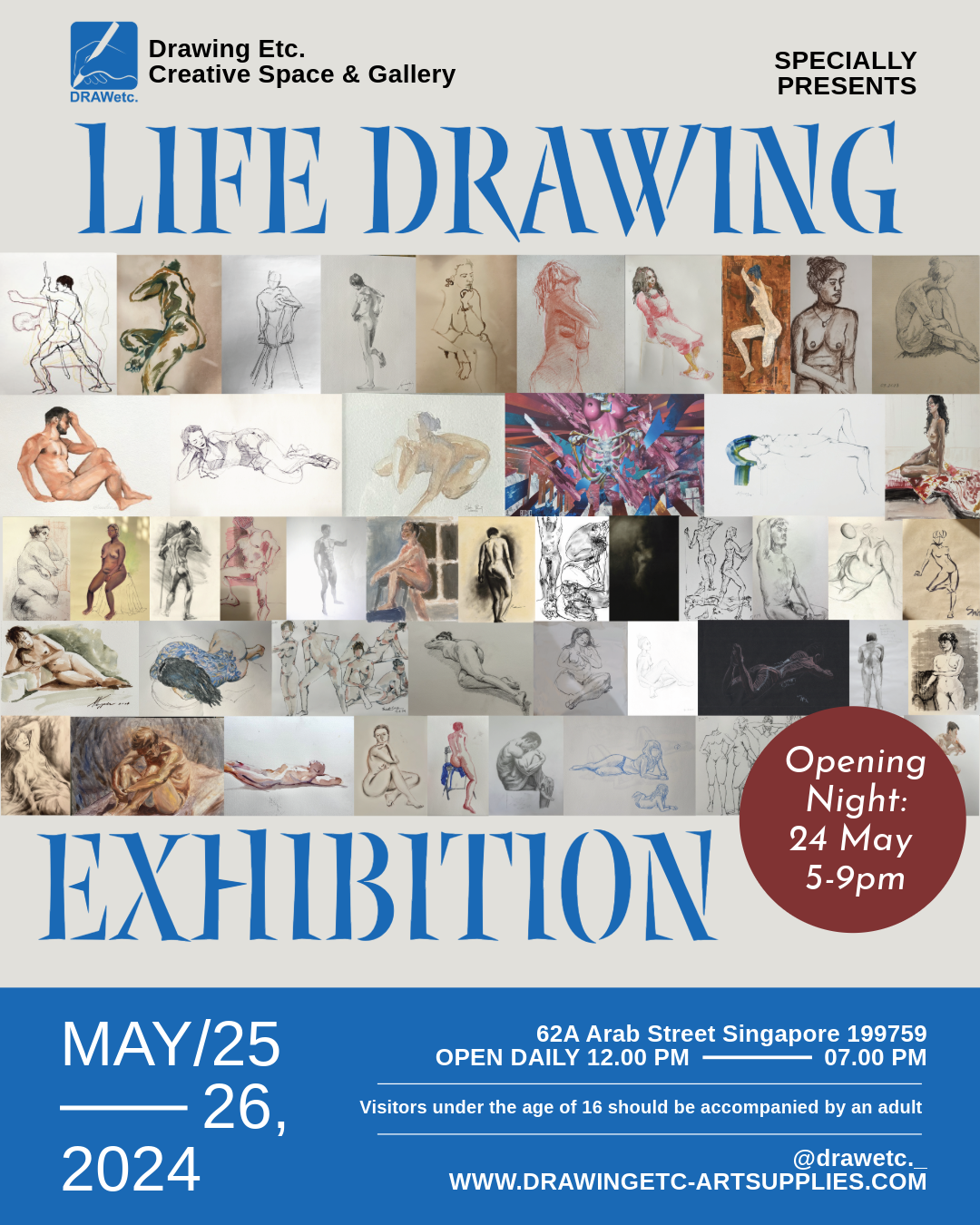 Two of my drawings were selected to be shown in Life Drawing Exhibition by drawing etc. from May 24~26, '24