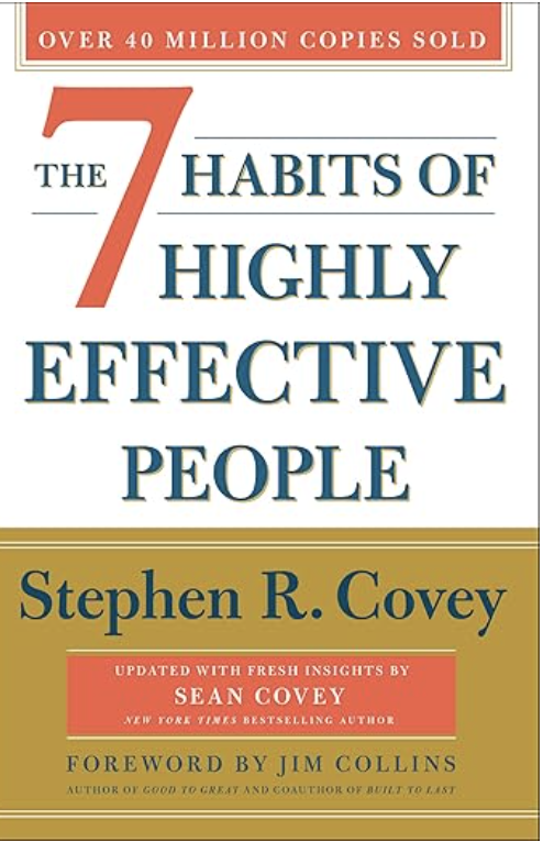 Cover of the book titled "The 7 Habits of Highly Effective People" with colorful streaks radiating from the center.