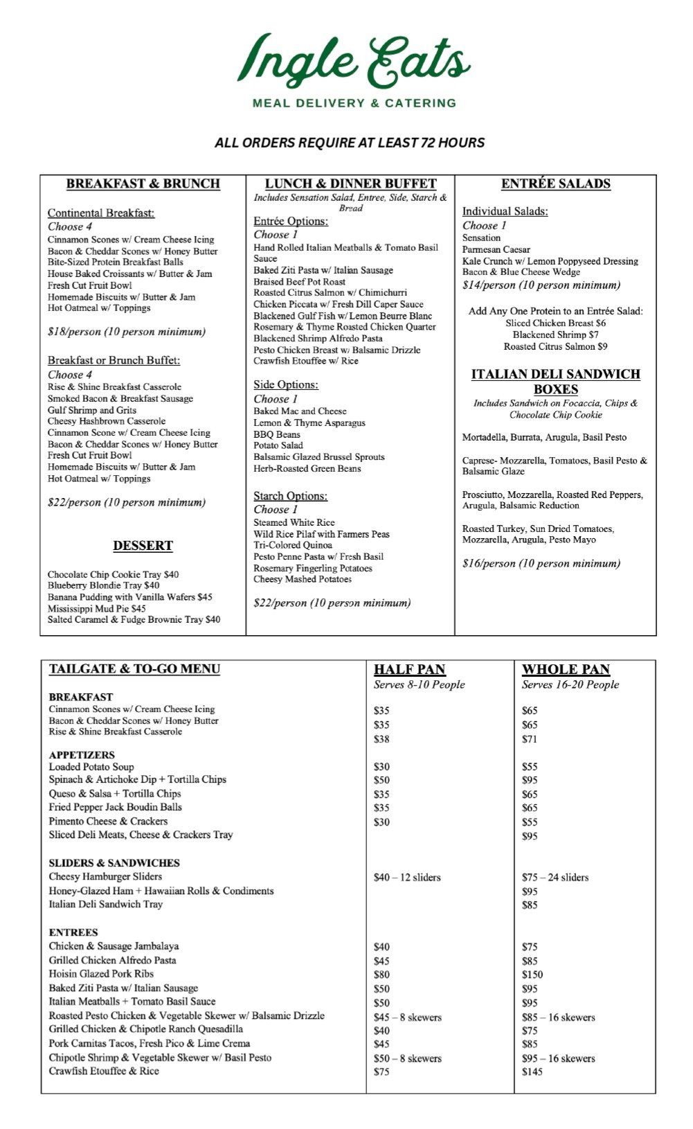 Ingle Eats Menu | Chef-Crafted American Cuisines — Ingle Eats