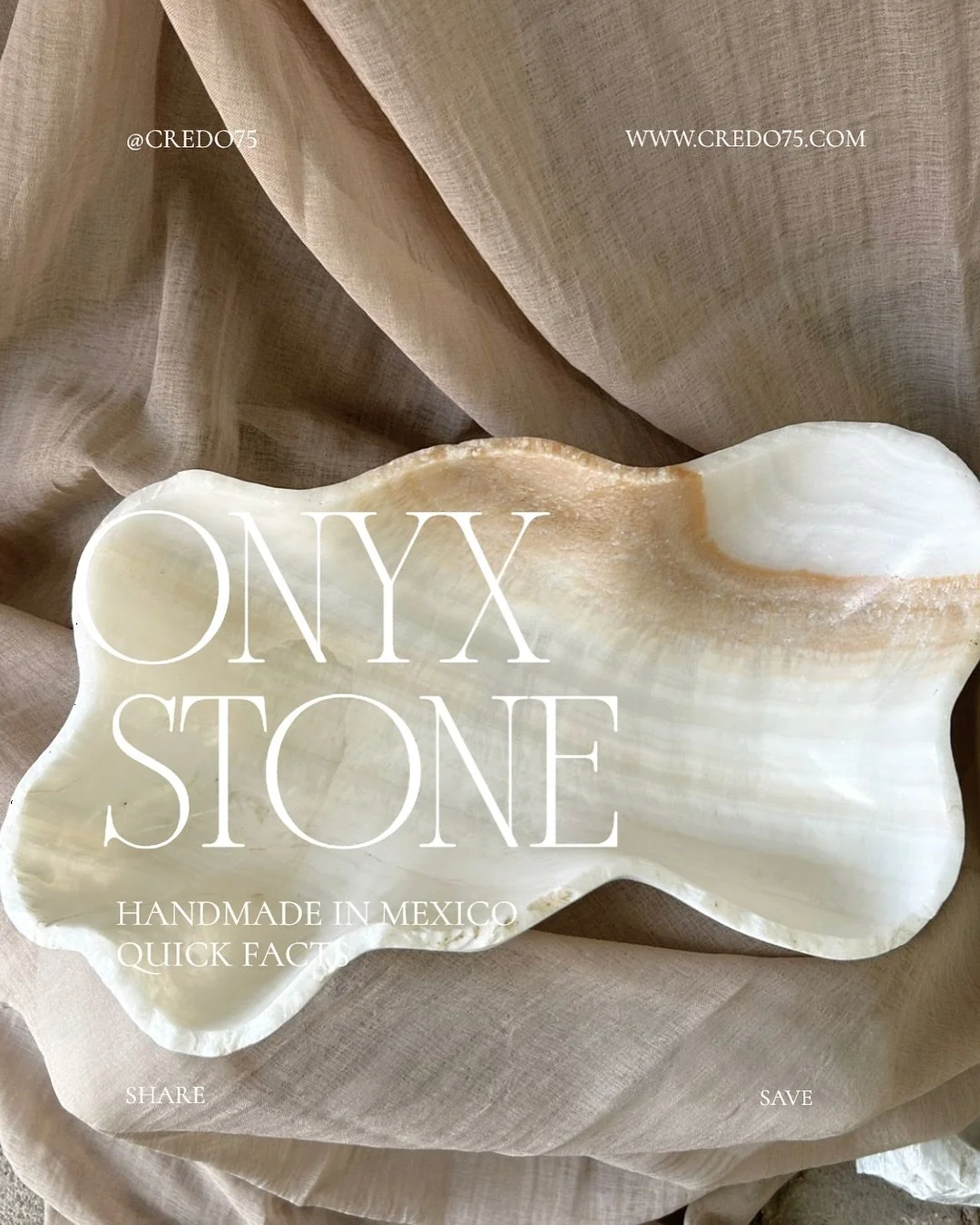 ~ Q U I C K  F A C T S ~

1. Mexico is one of the world&rsquo;s top onyx producers 

2. &ldquo;Tecali&rdquo; literally means &ldquo;stone house&rdquo; in Nahuatl.
The region has crafted onyx for over 500 years.

3. Mexican onyx is famous for its natu