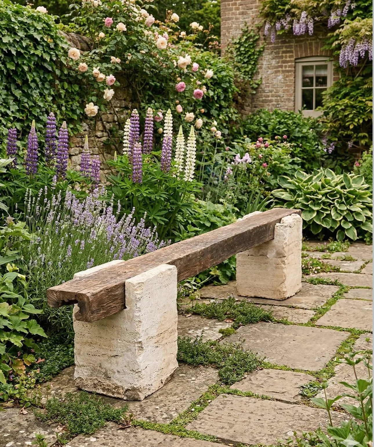 LIMESTONE OAK BENCH