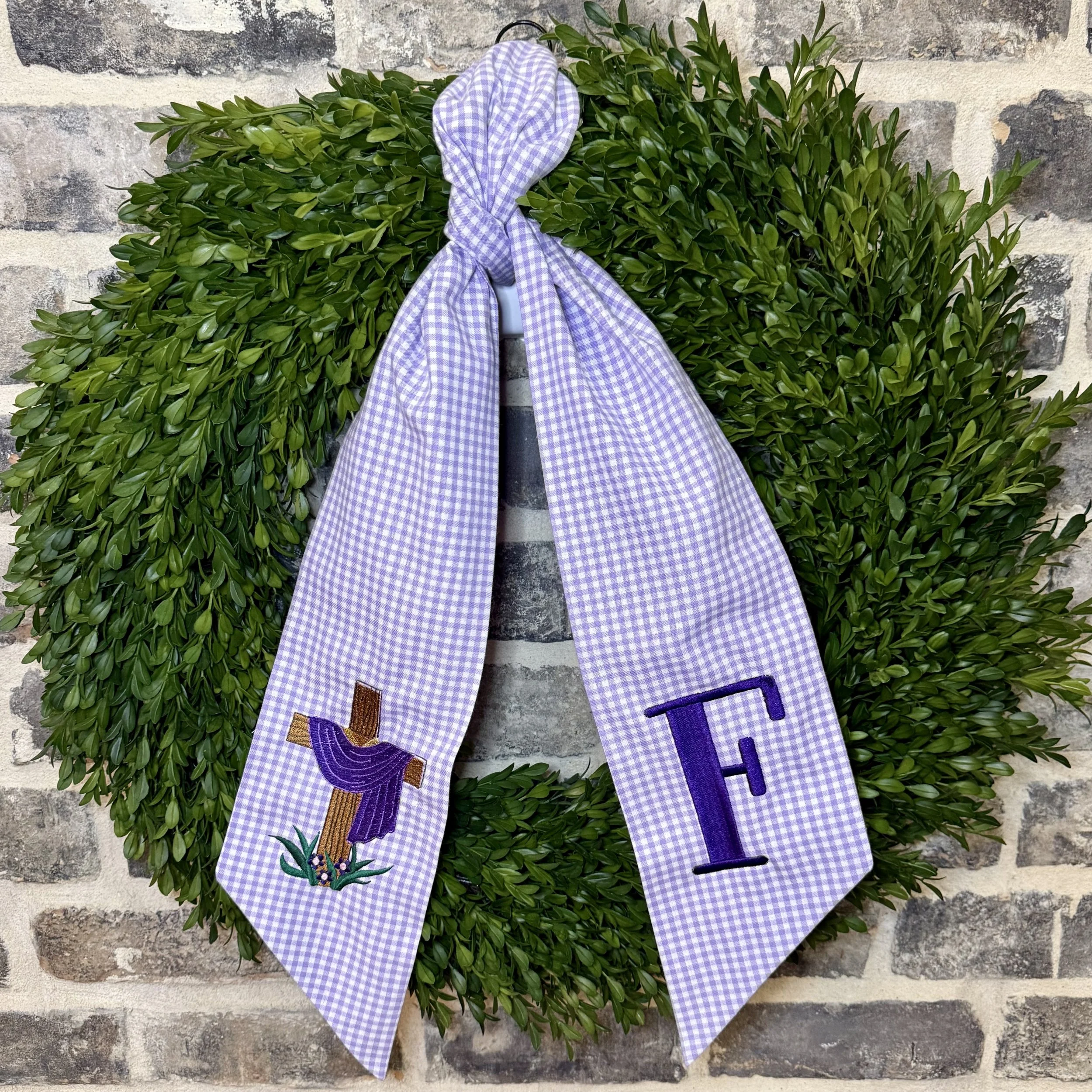 Cross w Custom Shroud & Initial Wreath Sash