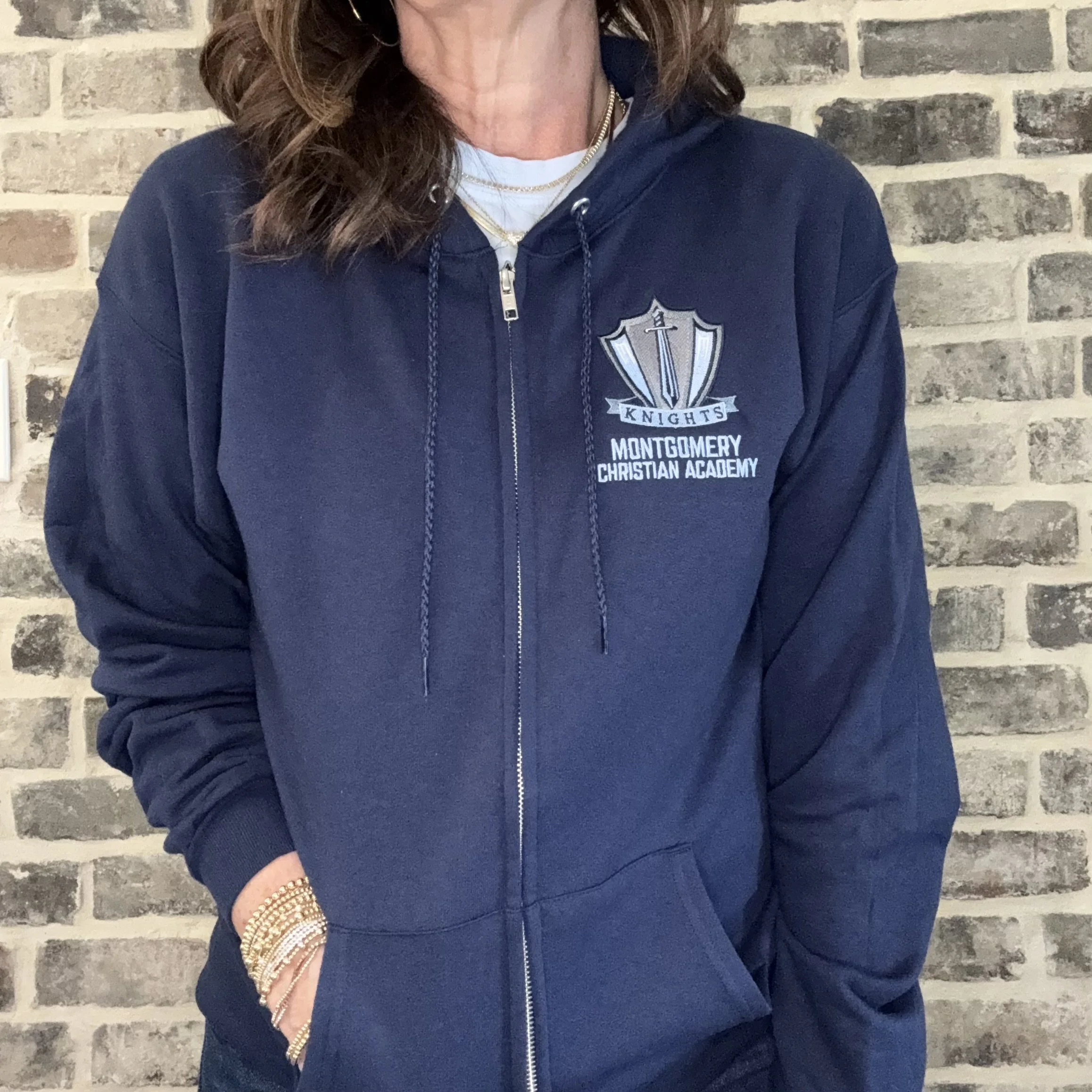 Adult Academic Logo Zippie Hoodie - Navy