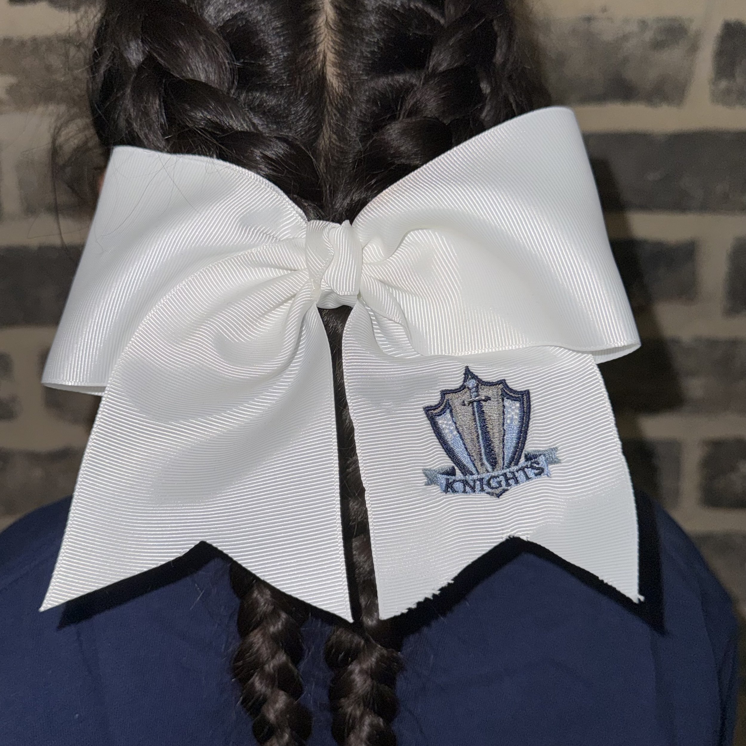Knights Academic Logo Bow - White
