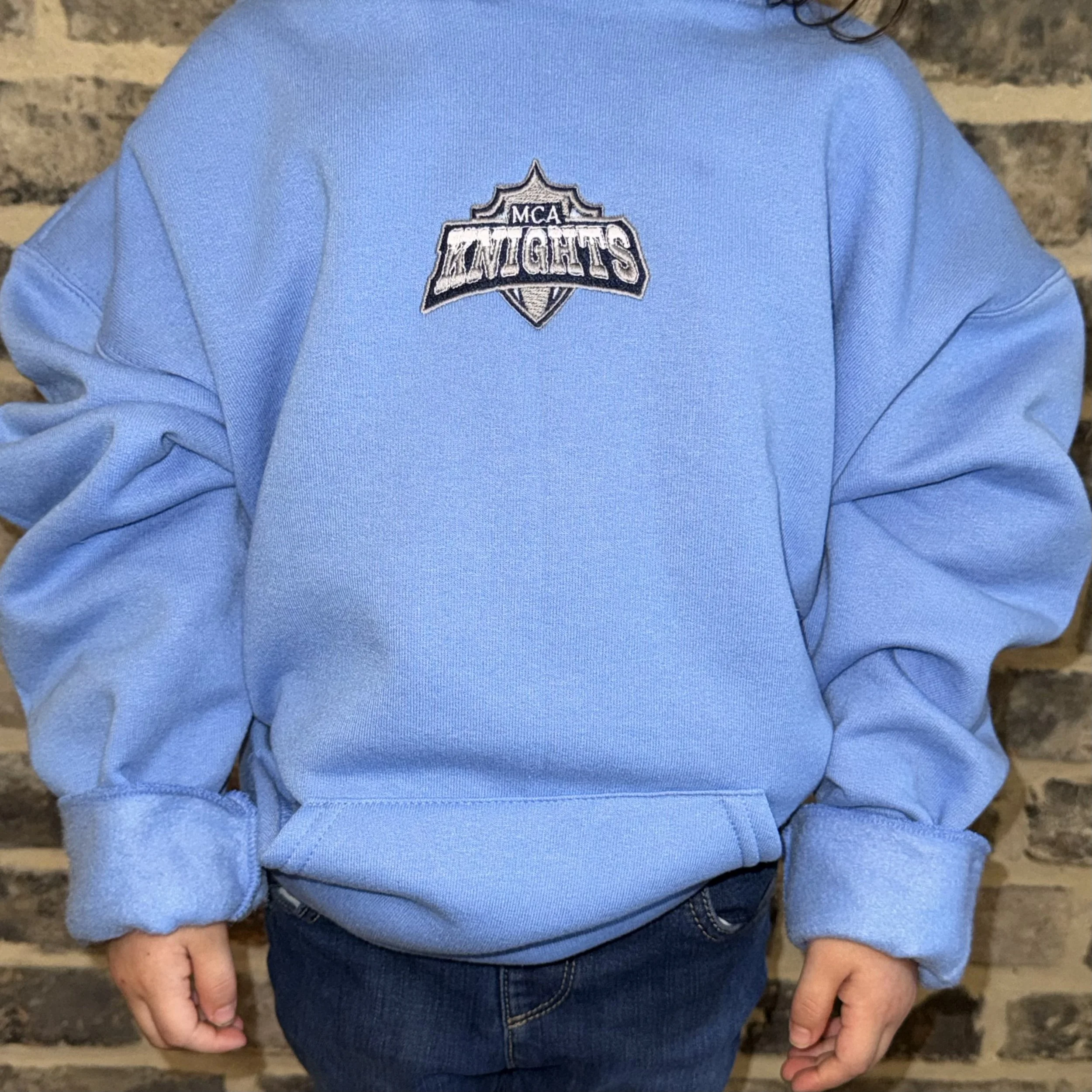 Youth Athletic Logo Hoodie - Light Blue