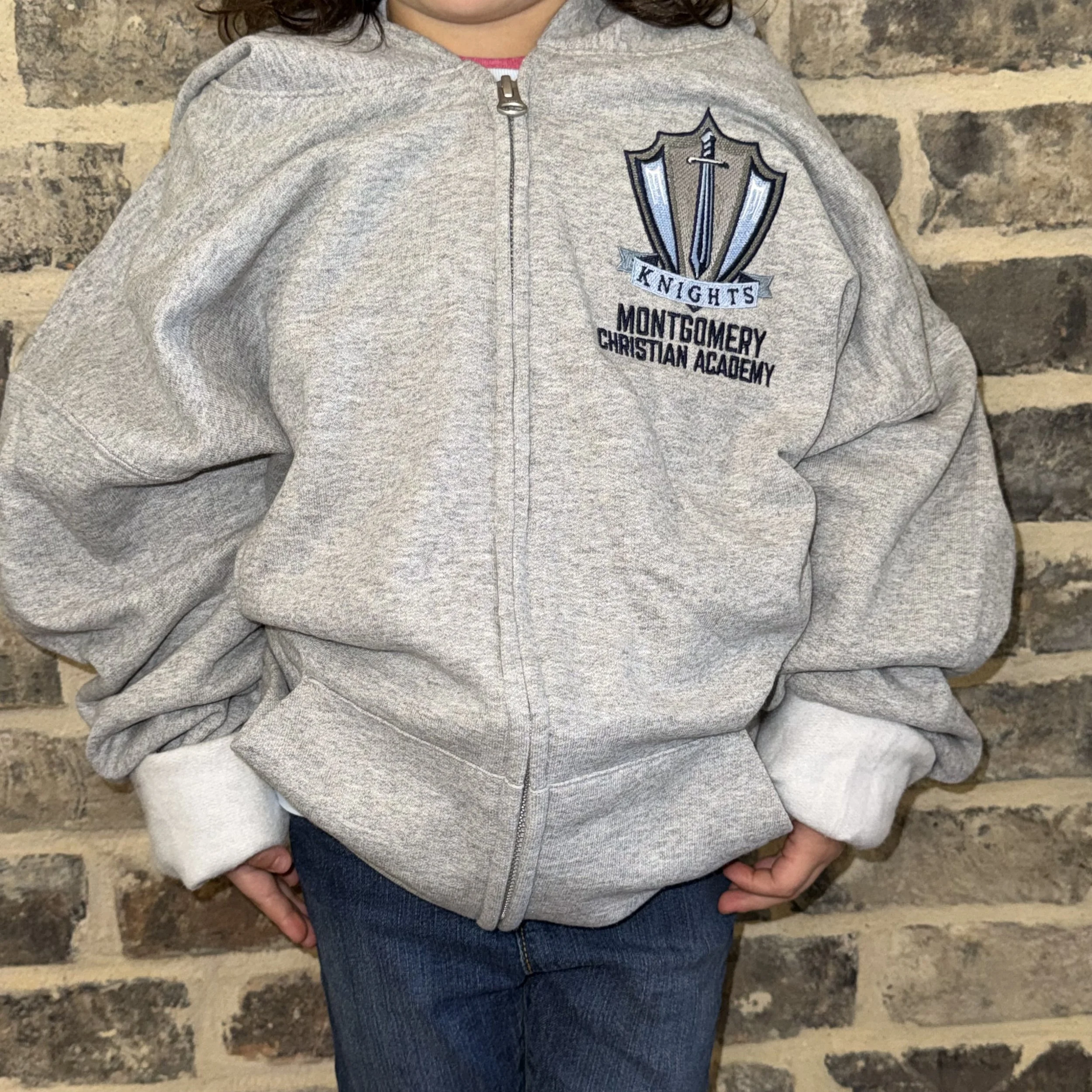 Youth Academic Logo Zippie Hoodie - Gray