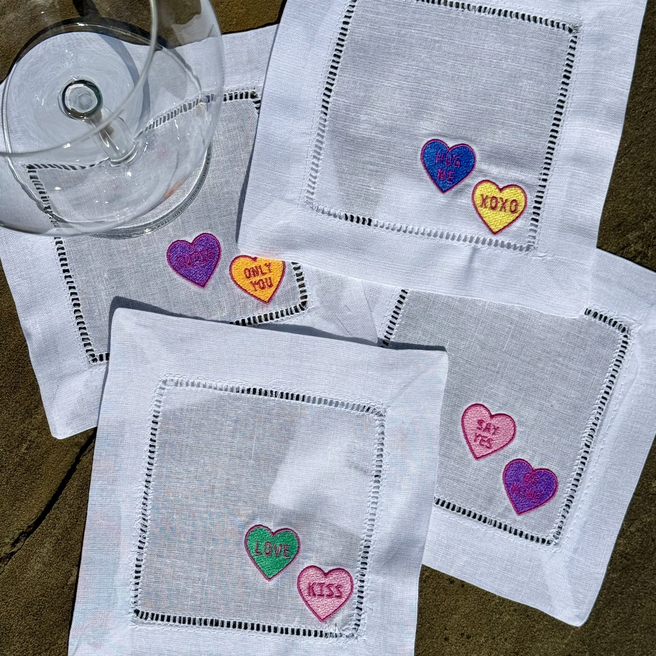 Valentine's Day Linen Cocktail Napkins