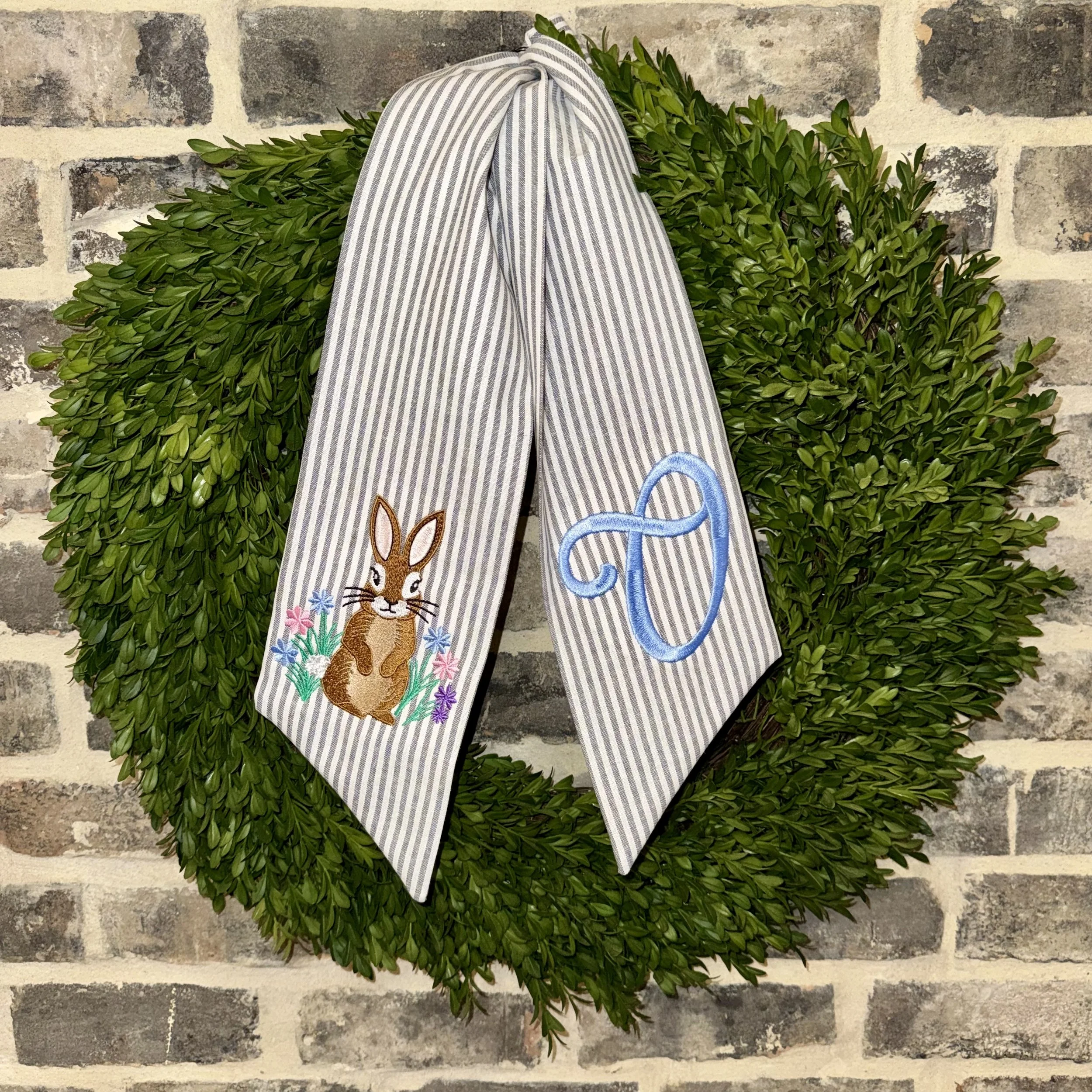 Peter Cottontail Custom Initial Wreath Sash