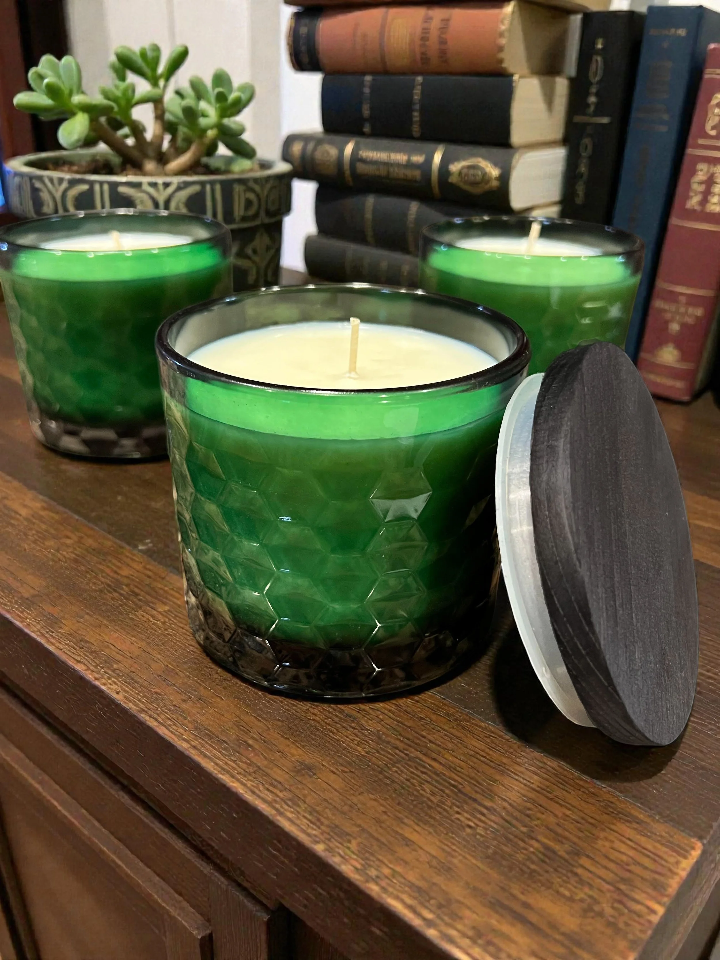 Green Glass Candle