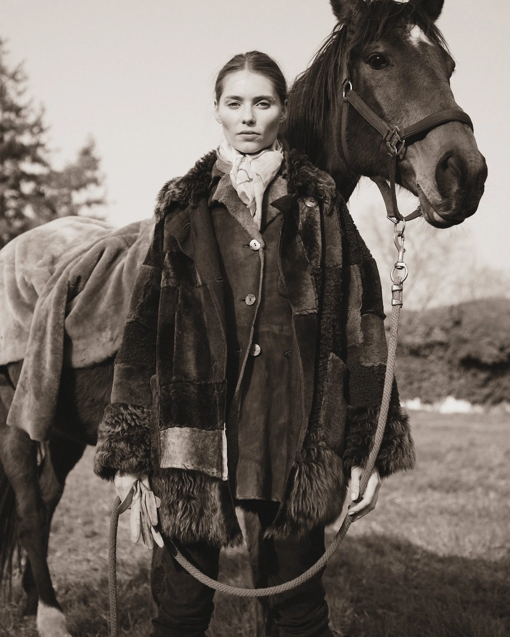 A patchwork coat made for open fields.