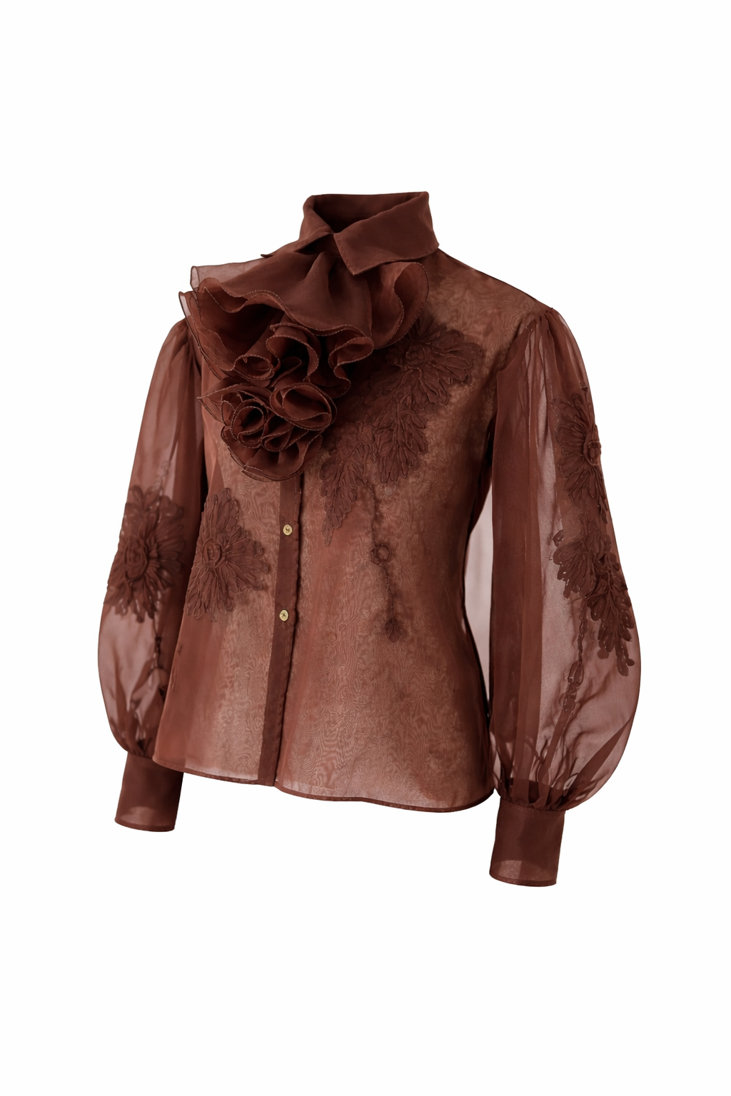 Style - BK26005 , Description - SHORT DECORATED SHIRT  , Material - ORGANZA  , Colour - HOT CHOCOLATE  ,  (3).png