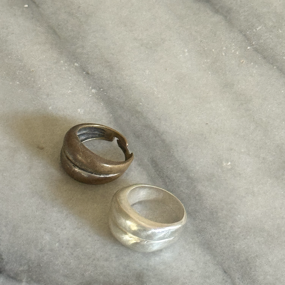 a brass ring remade in silver