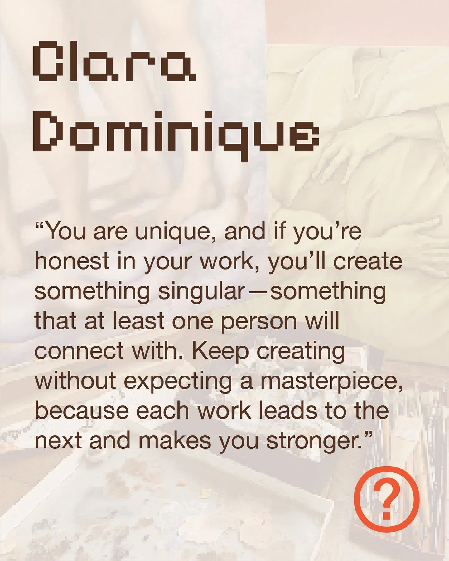 @clara.artpage &ndash; Clara Dominique is a French artist born in Normandy. She pursued her artistic education at the School of Fine Arts in Nantes and the School of Fine Arts in Paris. She obtained a Certificate of Fine Arts from the New York Academ