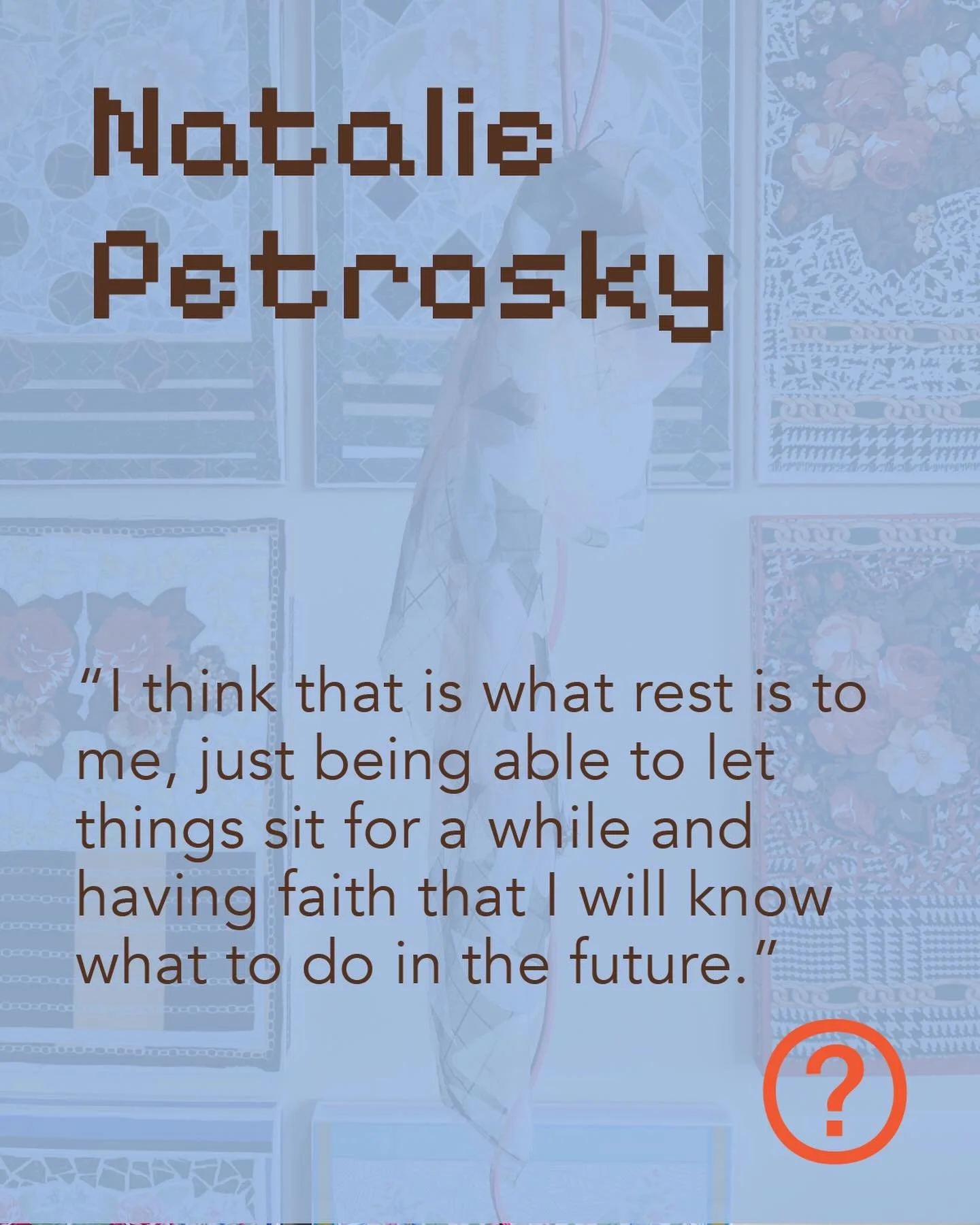 @roachpatrol - My occupation as a gardener is heavily influencing my current work. I am often engaged in the meditative process of collecting sticks, rocks, and leaves which is reflected in the little bits of fabric that I collect and compose to form