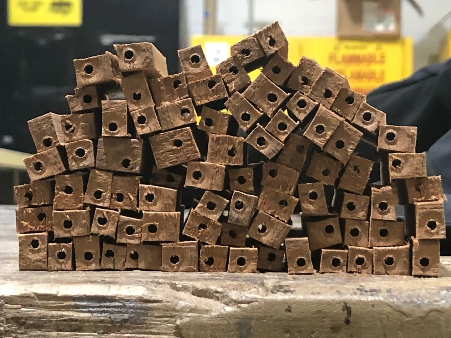 @kyle_cottier &ndash; In the studio there are boxes of small parts, drilling jigs, sketches and notes scattered across tables, and usually evidence of copious amounts of tea. Reclaimed wood moves slowly through different stages&mdash;cutting, drillin