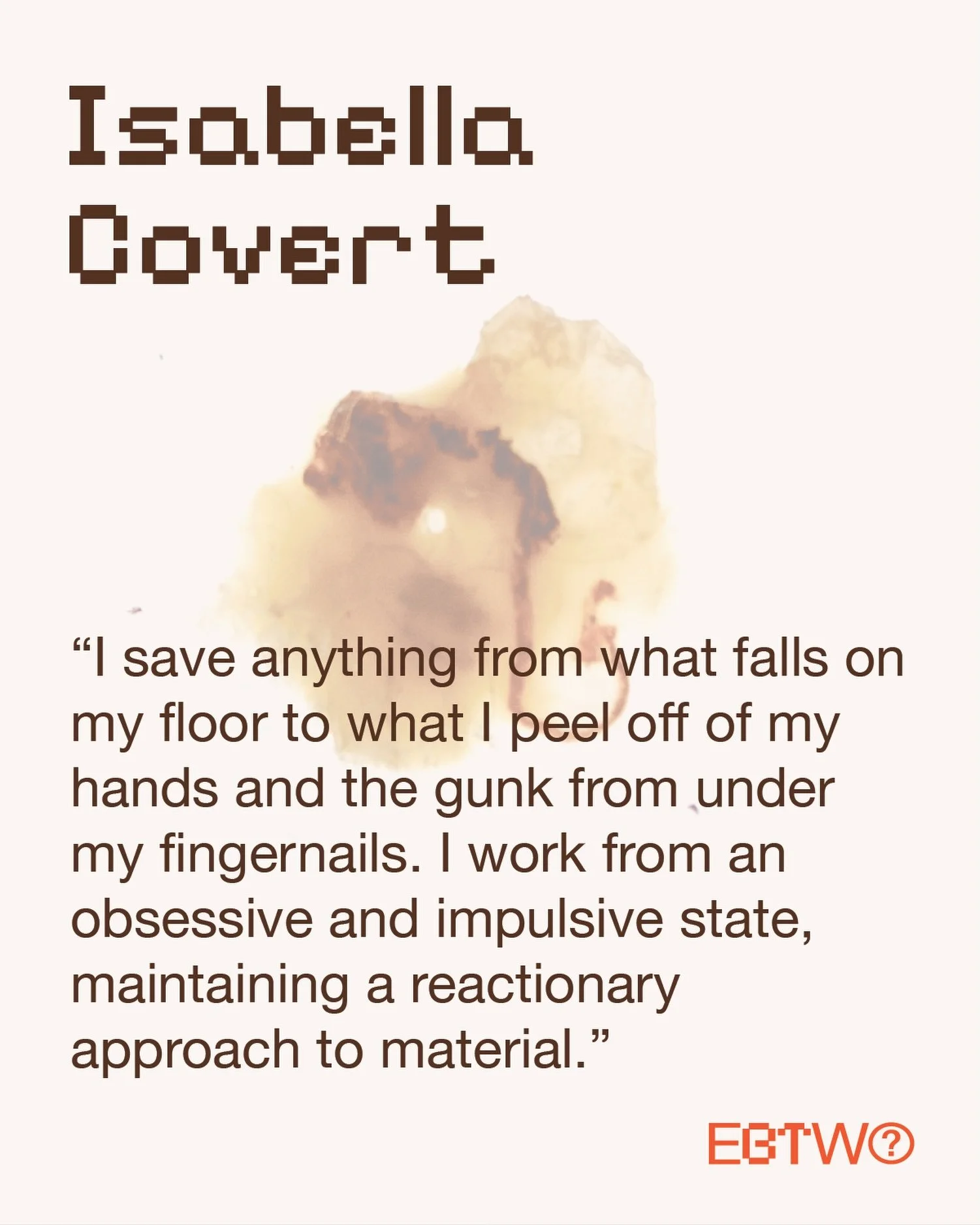 @isacov.art - I am an interdisciplinary artist working across sculpture, painting, and installation. My work references body horror and the boundary-less nature of the body, examining the relationship of reproducing bodies within current biopolitical