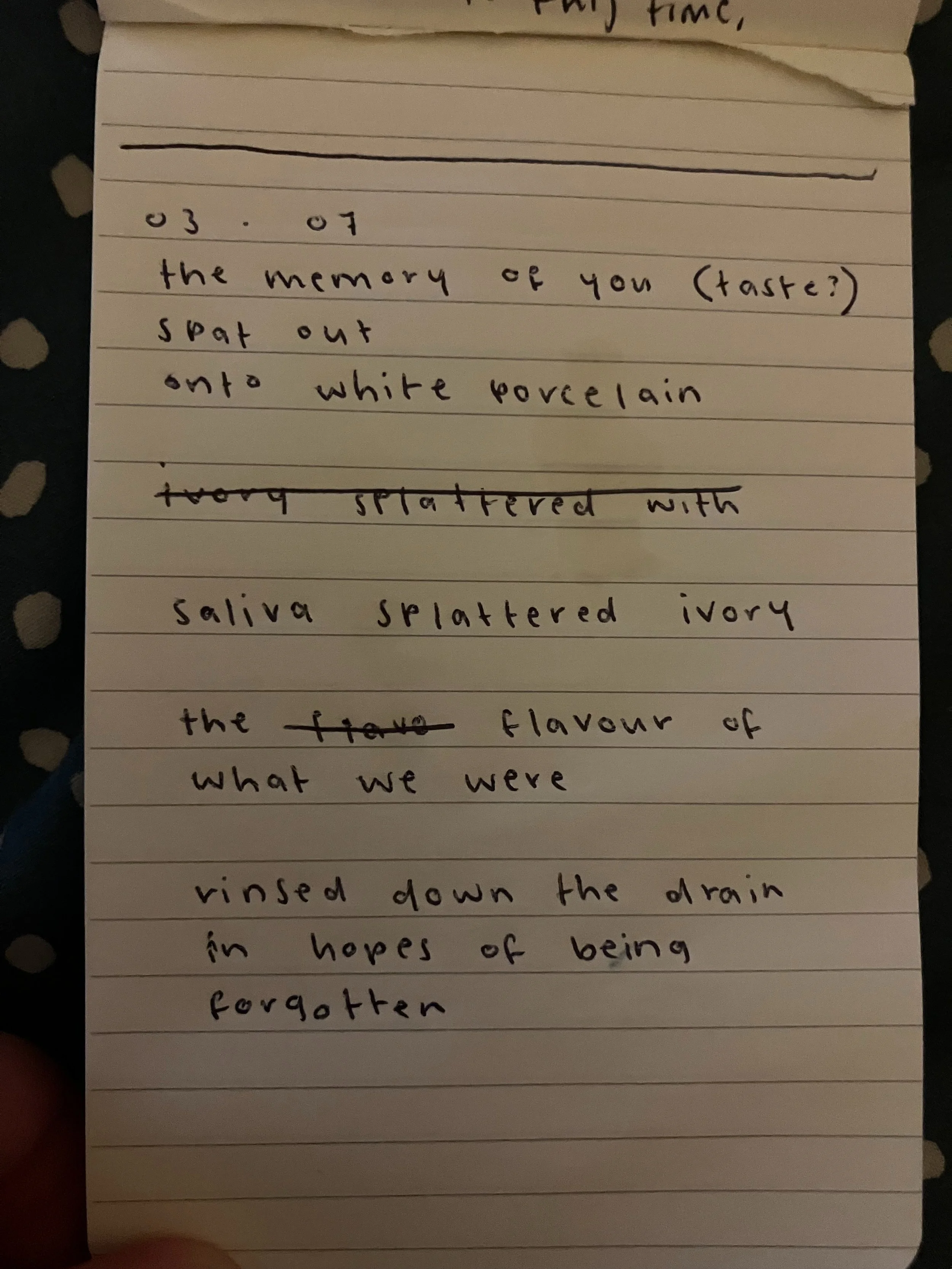 @05blueboy &ndash; For me, process usually begins with writing. Taking the memory of an experience and recounting it through written word, most likely in the form of poetry. These words then manifests into a visual - an idea for a shoot or sculpture,
