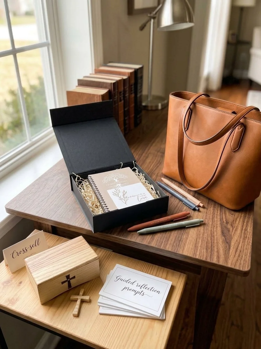 Handmade Wood Box with Removable Wooden Cross and Journal Set