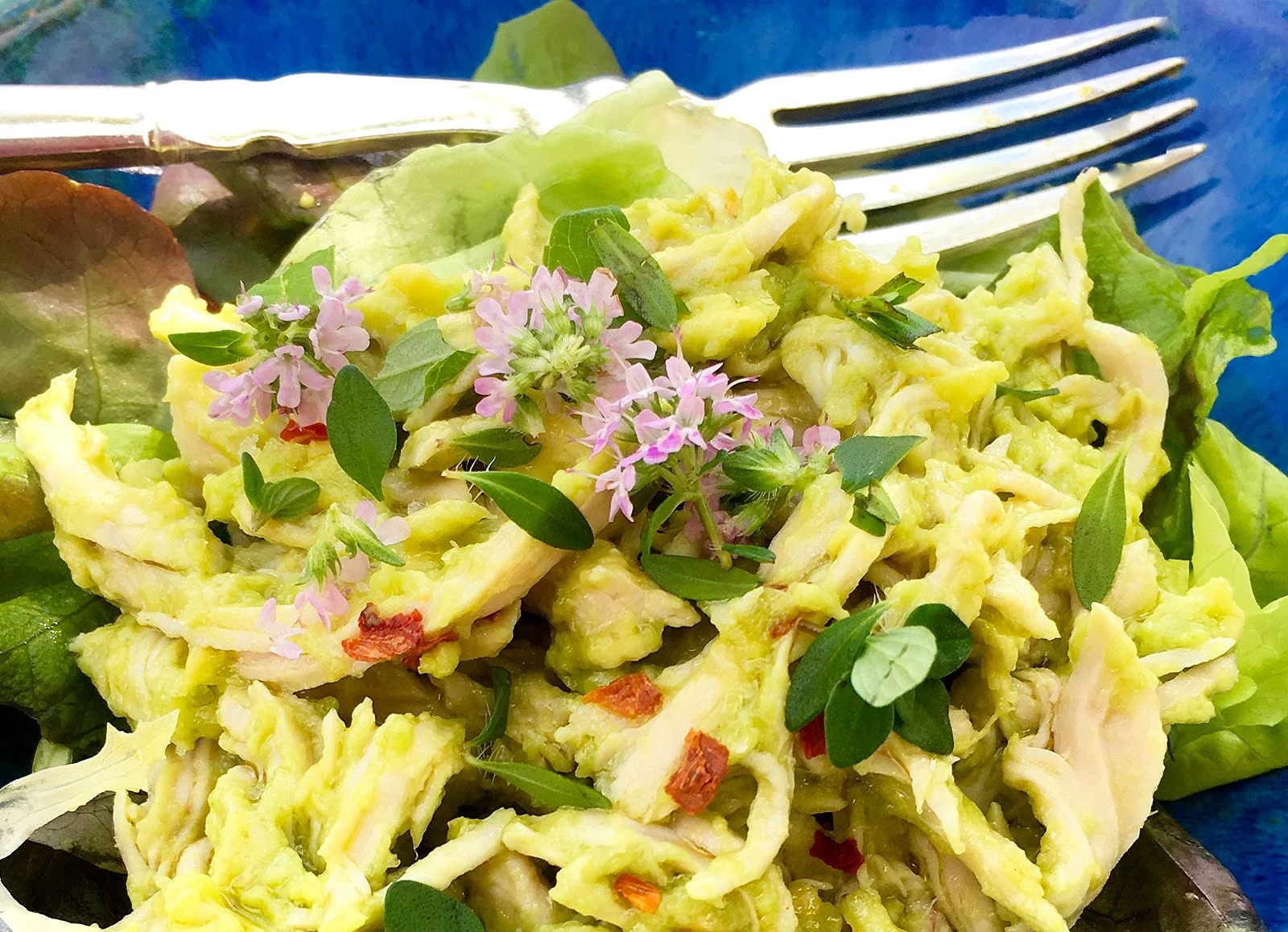 Fettine di tacchino con insalata e avocado