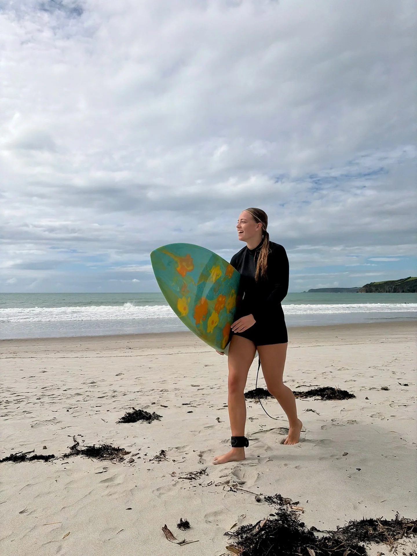 Celia picking up a stock board from @shaggyclothingnz 7&rsquo;0 Brown Sugar - ready for some east coast magic - we only have one of these left! Jump on the webby to check it out