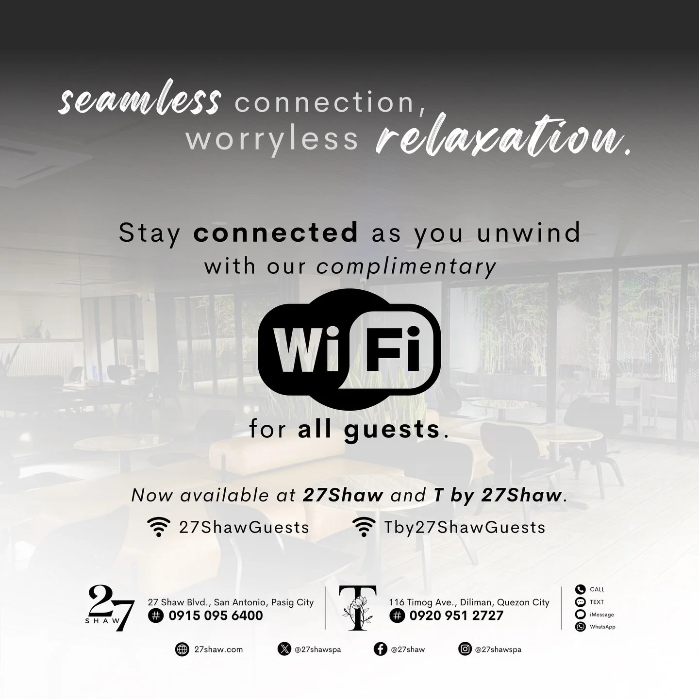 Seamless connection, worryless relaxation. 🛜

#ThisIs27Shaw
#Tby27Shaw