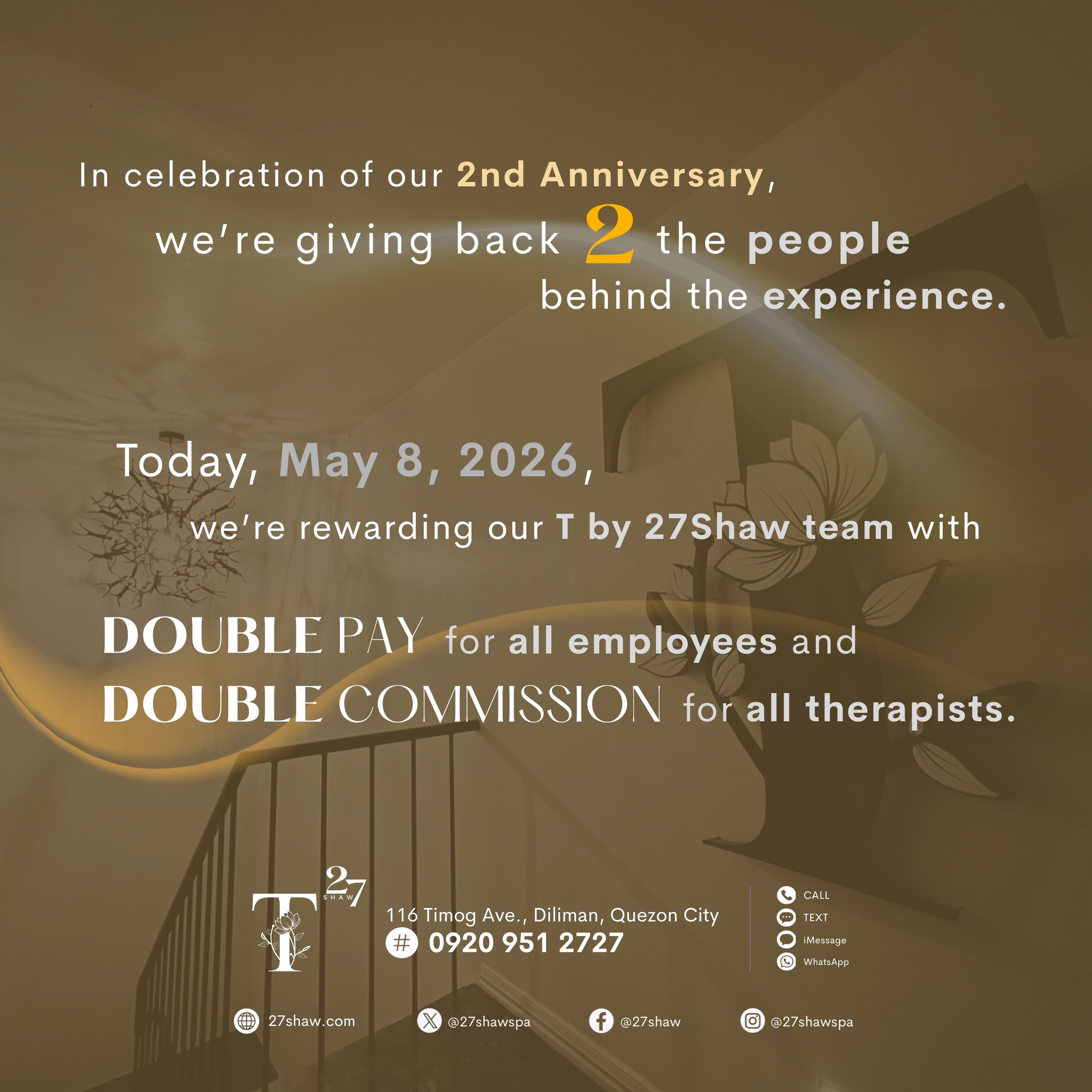 In celebration of our 2nd Anniversary, we&rsquo;re giving back 2 the people behind the experience. 🖤

#ThisIs27Shaw
#Tby27Shaw