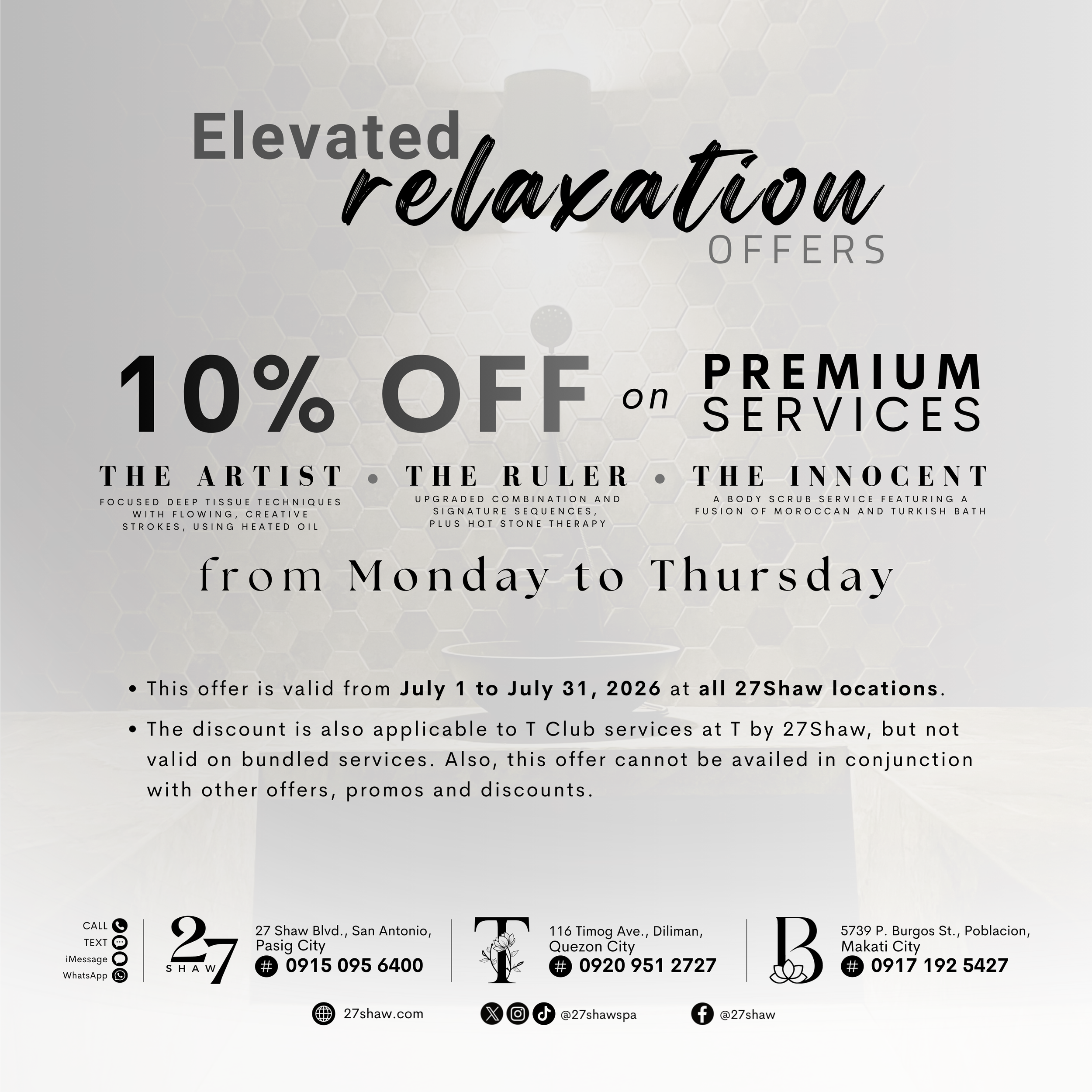 Elevated Relaxation Offers - July 2026