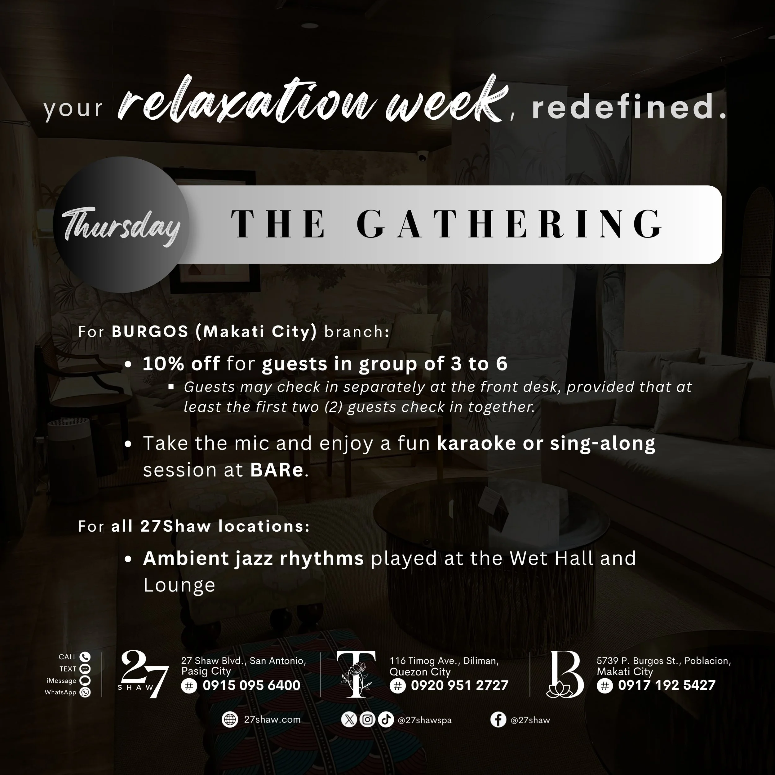 Give Thursday a reason to gather. 🖤

Welcome to &ldquo;The Gathering&rdquo;&mdash;a shared moment to unwind, connect, and enjoy more together, with group offerings designed to be shared and a little sing-along at BARe. 👥

✨ 27shaw.com/redefined

#T