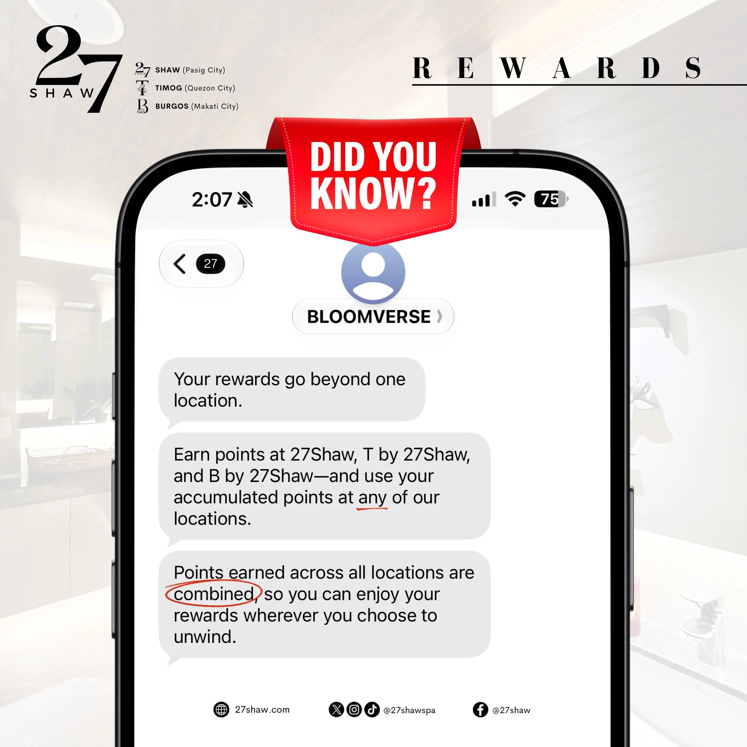 Your rewards go beyond one location. 🖤

To know more about our rewards program, visit 27shaw.com/rewards ✨

#ThisIs27Shaw
#27Shaw #Tby27Shaw #Bby27Shaw