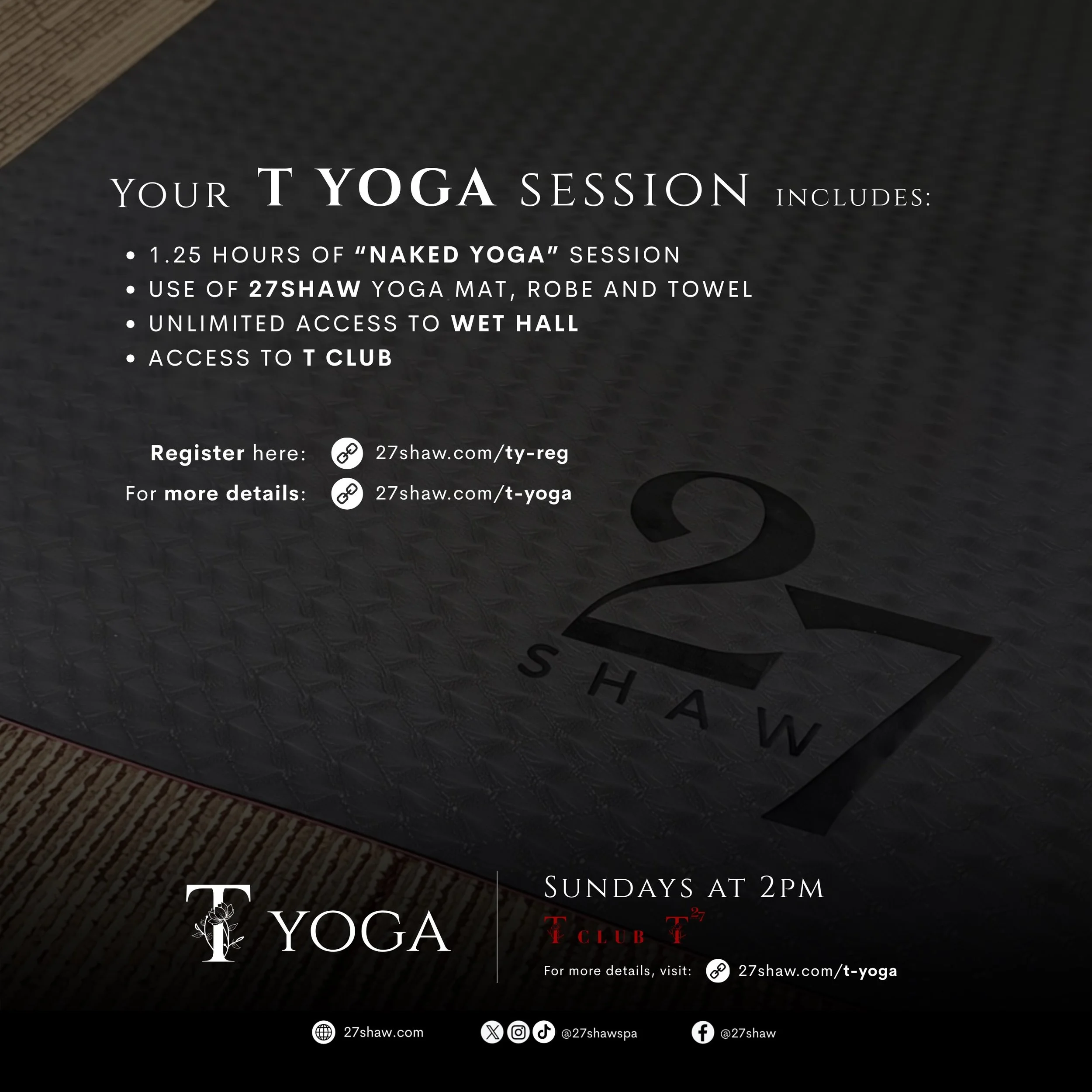 Experience the freedom of naked yoga and a deeper connection with yourself, making its way from Makati to Quezon City. ✨

T YOGA 🖤
A private yoga practice for men, centered on mindfulness, body acceptance, and connection.

Sunday, October 18, 2026 |