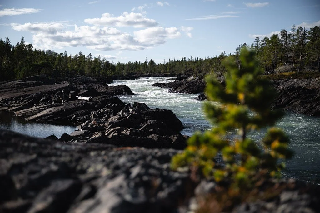 Trollforsen - wildes Wasser, schwarze Steine und viel grüner Wald