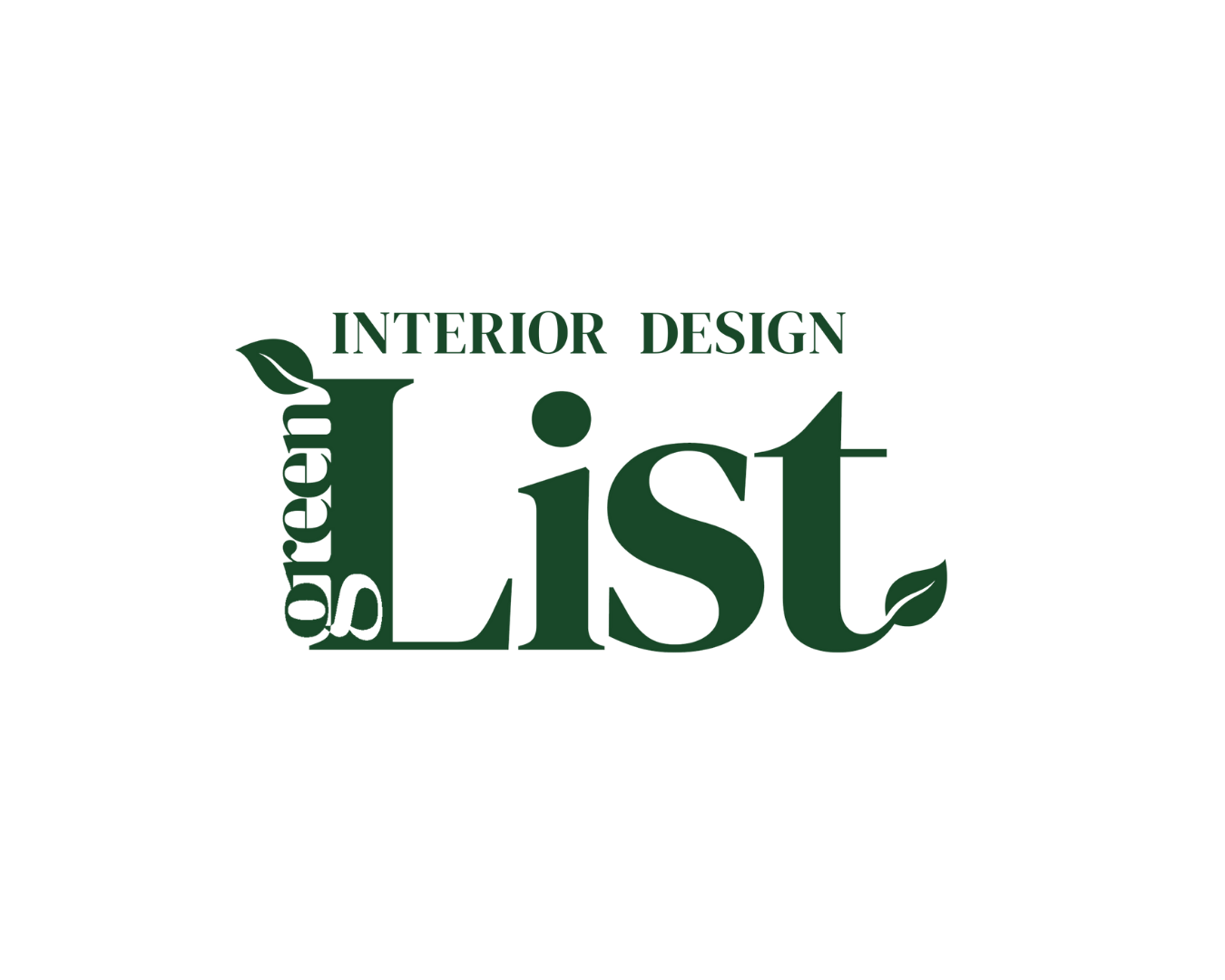 Logo for Interior Design Guelph List featuring green stylized text with leaves.