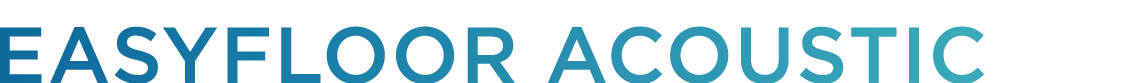 Texto que diz 'EASYFLOOR ACOUSTIC' em cores azul e preto.