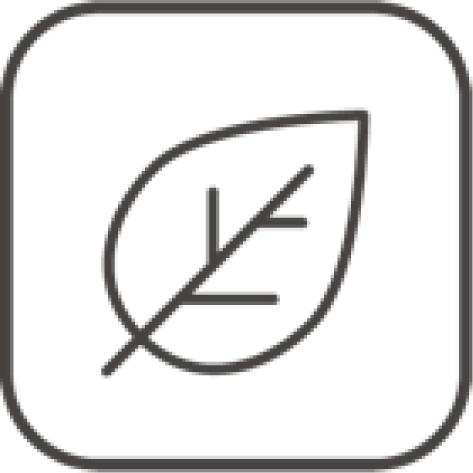 Ícone de uma folha estilizada com uma linha atravessada.