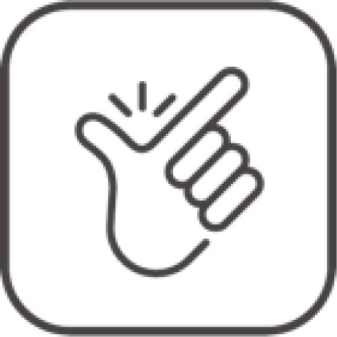 Ícone de uma mão fechada com o dedo indicador apontado para cima, indicando precisão ou atenção.