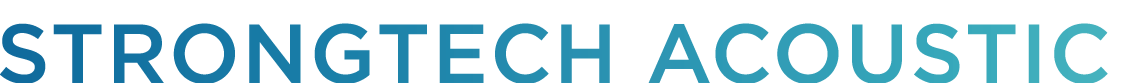 Texto com as palavras "Strongtech Acoustic" em destaque, com fundo branco.
