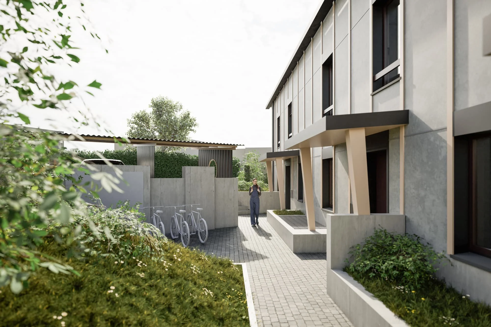 Visualisierung Eingangsbereich Reiheneinfamilienhaus Dübendorf